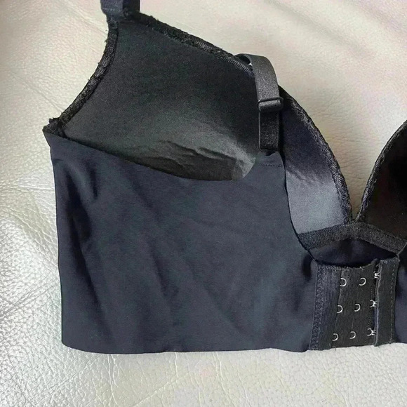 Adorable Black Prima Valentina Intimates Padded Wire Free Lace Bra Sides Support - Picture 4 of 5